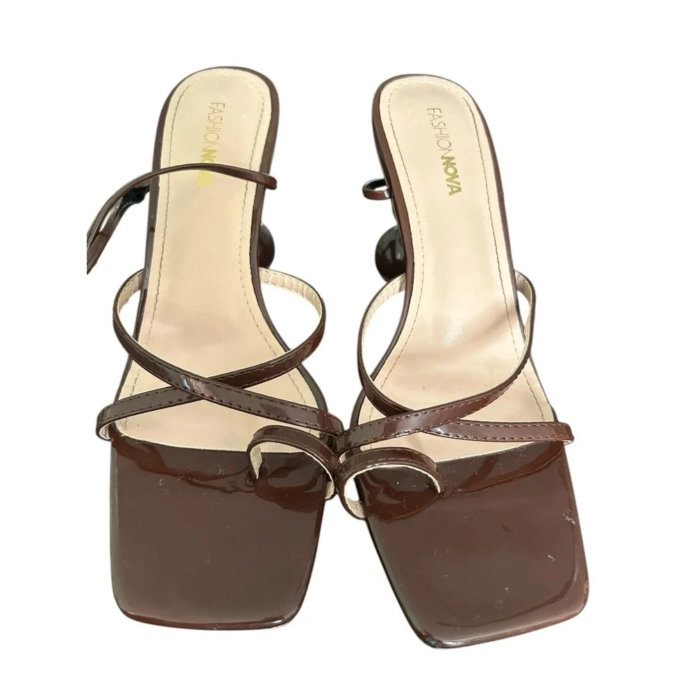 Fashion Nova Unique Waylon Gladiator Heeled Sandals Womens Size 8.5M Brown